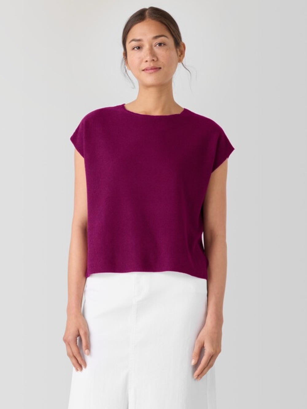 EILEEN FISHER • Organic Linen Cotton Square Top magenta Large dolman